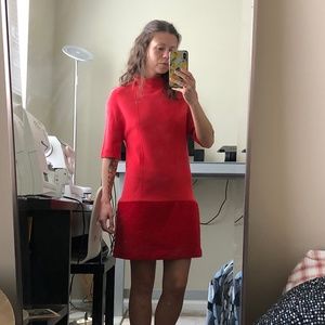 H&M Red Short-Sleeve Turtleneck Dress